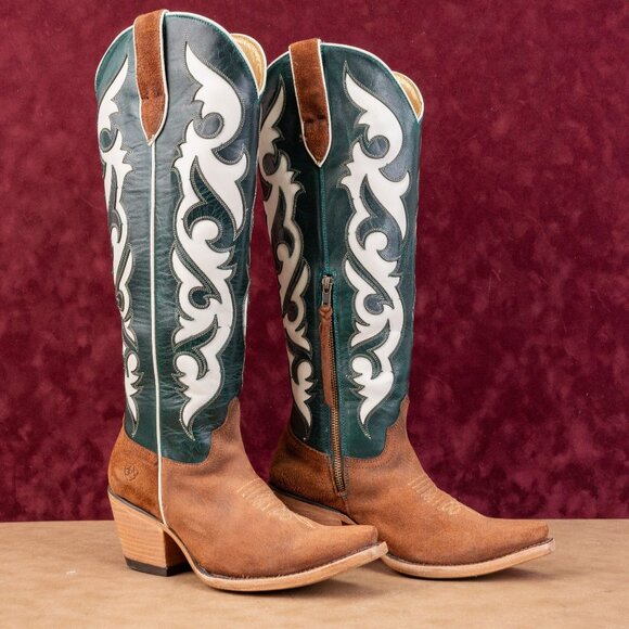 Ariat Wmn Elvira Terracotta Brown Suede Western Cowboy Stretchfit Knee Boots 8.5